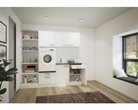 Optifit Hauswirtschaftsraummöbel ohne Geräte Salo214 220,000 cm weiß matt zerlegt Variante reversibel HWSA HWR-5+