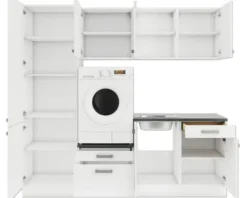 Optifit Hauswirtschaftsraummöbel ohne Geräte Salo214 220,000 cm weiß matt zerlegt Variante reversibel HWSA HWR-5+