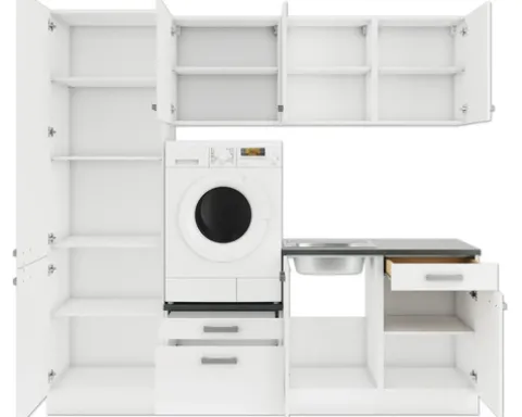 Optifit Hauswirtschaftsraummöbel ohne Geräte Salo214 220,000 cm weiß matt zerlegt Variante reversibel HWSA HWR-5+