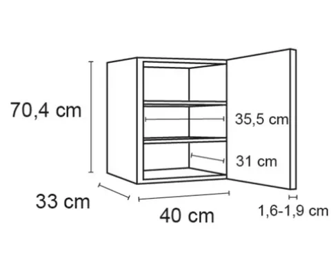 Optifit Hängeschrank Arvid986 BxTxH 40 x 34,9 x 70,4 cm weiß glänzend zerlegt Anschlag reversibel KFAV OM406-8+