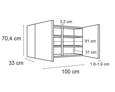 Optifit Hängeschrank Erik290 BxTxH 100 x 34,9 x 70,4 cm wildeiche strukturiert matt zerlegt KFER OM106-8+