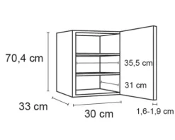 Optifit Hängeschrank Erik290 BxTxH 30 x 34,9 x 70,4 cm wildeiche strukturiert matt zerlegt Anschlag reversibel KFER OM306-8+
