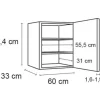 Optifit Hängeschrank Linus984 BxTxH 60 x 34,9 x 70,4 cm anthrazit glänzend zerlegt Anschlag reversibel KFLI OM606-8+