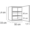 Optifit Hängeschrank mit Glastür Bengt932 BxTxH 50 x 34,9 x 70,4 cm weiß matt zerlegt Anschlag reversibel KFBE OGMH556-8+