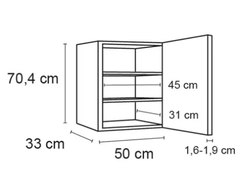 Optifit Hängeschrank mit Glastür Bengt932 BxTxH 50 x 34,9 x 70,4 cm weiß matt zerlegt Anschlag reversibel KFBE OGMH556-8+