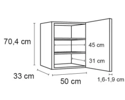 Optifit Hängeschrank mit Glastür Erik290 BxTxH 50 x 34,9 x 70,4 cm wildeiche strukturiert matt zerlegt Anschlag reversibel KFER OGMH556-8+