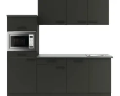 Optifit Küchenzeile mit Geräten Madrid420 210 cm anthrazit matt zerlegt Variante reversibel KPMA 2181-9+