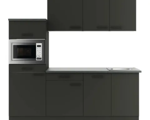 Optifit Küchenzeile mit Geräten Madrid420 210 cm anthrazit matt zerlegt Variante reversibel KPMA 2181-9+