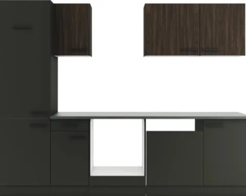 Optifit Küchenzeile ohne Geräte Rimini409/Madrid420 270 cm nussbaum anthrazit matt zerlegt Variante reversibel KPRM 2702OE-9+
