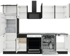 Optifit Küchenzeile ohne Geräte Rimini409/Madrid420 270 cm nussbaum anthrazit matt zerlegt Variante reversibel KPRM 2702OE-9+