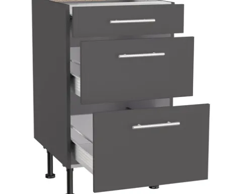 Optifit Schubladenunterschrank Ingvar420 BxTxH 50 x 58,4 x 87 cm anthrazit matt zerlegt KFIN U536-8E+