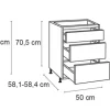 Optifit Schubladenunterschrank Bengt932 BxTxH 50 x 58,4 x 87 cm weiß matt zerlegt Anschlag reversibel KFBE U536-8E+