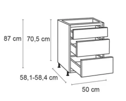Optifit Schubladenunterschrank Bengt932 BxTxH 50 x 58,4 x 87 cm weiß matt zerlegt Anschlag reversibel KFBE U536-8E+