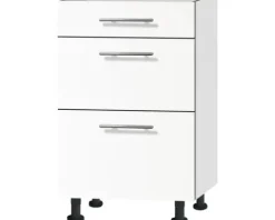 Optifit Schubladenunterschrank Bengt932 BxTxH 50 x 58,4 x 87 cm weiß matt zerlegt Anschlag reversibel KFBE U536-8E+
