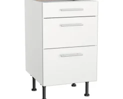 Optifit Schubladenunterschrank Bengt932 BxTxH 50 x 58,4 x 87 cm weiß matt zerlegt Anschlag reversibel KFBE U536-8E+
