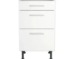 Optifit Schubladenunterschrank Bengt932 BxTxH 50 x 58,4 x 87 cm weiß matt zerlegt Anschlag reversibel KFBE U536-8E+