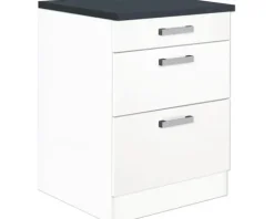 Optifit Schubladenunterschrank Salo214 BxTxH 60 x 60 x 84,8 cm weiß matt zerlegt HWSA U636-7+