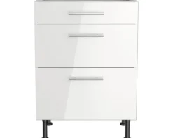 Optifit Schubladenunterschrank Rurik986 BxTxH 60 x 58,4 x 87 cm weiß glänzend zerlegt KFRU U636-8E+