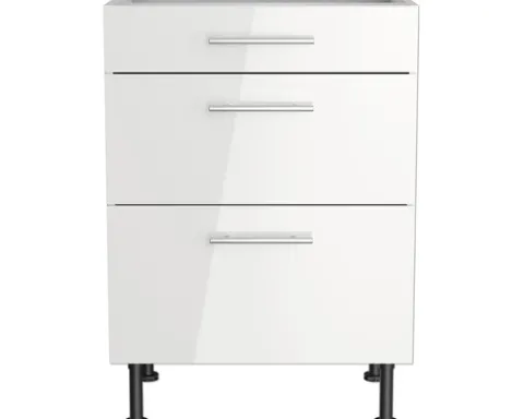 Optifit Schubladenunterschrank Rurik986 BxTxH 60 x 58,4 x 87 cm weiß glänzend zerlegt KFRU U636-8E+