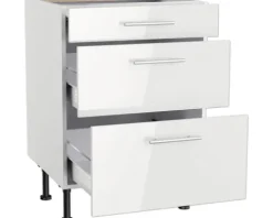 Optifit Schubladenunterschrank Rurik986 BxTxH 60 x 58,4 x 87 cm weiß glänzend zerlegt KFRU U636-8E+