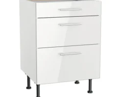 Optifit Schubladenunterschrank Rurik986 BxTxH 60 x 58,4 x 87 cm weiß glänzend zerlegt KFRU U636-8E+