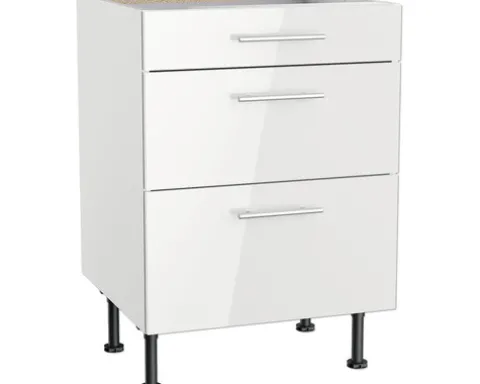 Optifit Schubladenunterschrank Rurik986 BxTxH 60 x 58,4 x 87 cm weiß glänzend zerlegt KFRU U636-8E+