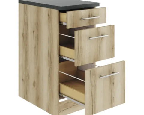 Optifit Schubladenunterschrank Livorno290 BxTxH 40 x 60 x 84,8 cm wildeiche matt strukturiert zerlegt KULI U436-9+