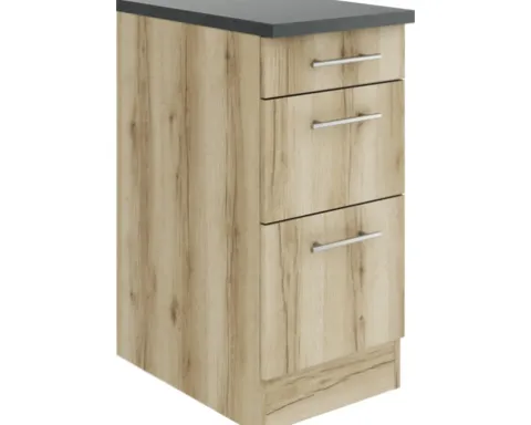 Optifit Schubladenunterschrank Livorno290 BxTxH 40 x 60 x 84,8 cm wildeiche matt strukturiert zerlegt KULI U436-9+