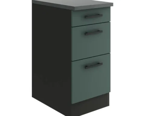 Optifit Schubladenunterschrank Verona405 BxTxH 40 x 60 x 84,8 cm grün matt zerlegt KUVE U436-9+
