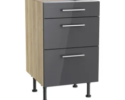 Optifit Schubladenunterschrank Jonte984 BxTxH 50 x 58,4 x 87 cm anthrazit glänzend zerlegt KFJO U536-8E+