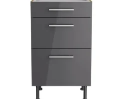 Optifit Schubladenunterschrank Jonte984 BxTxH 50 x 58,4 x 87 cm anthrazit glänzend zerlegt KFJO U536-8E+