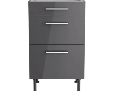 Optifit Schubladenunterschrank Jonte984 BxTxH 50 x 58,4 x 87 cm anthrazit glänzend zerlegt KFJO U536-8E+