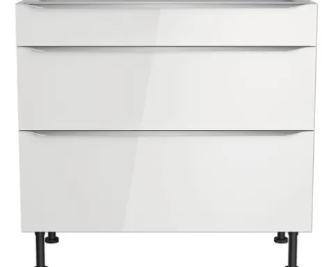 Optifit Schubladenunterschrank Arvid986 BxTxH 90 x 58,4 x 87 cm weiß glänzend zerlegt KFAV U936-8E+
