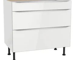 Optifit Schubladenunterschrank Arvid986 BxTxH 90 x 58,4 x 87 cm weiß glänzend zerlegt KFAV U936-8E+