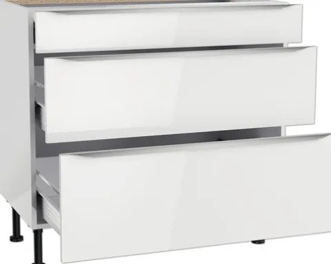 Optifit Schubladenunterschrank Arvid986 BxTxH 90 x 58,4 x 87 cm weiß glänzend zerlegt KFAV U936-8E+