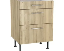 Optifit Schubladenunterschrank Erik290 BxTxH 60 x 58,4 x 87 cm wildeiche strukturiert matt zerlegt KFER U636-8E+