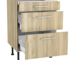 Optifit Schubladenunterschrank Erik290 BxTxH 60 x 58,4 x 87 cm wildeiche strukturiert matt zerlegt KFER U636-8E+