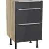 Optifit Schubladenunterschrank Linus984 BxTxH 50 x 58,4 x 87 cm anthrazit glänzend zerlegt KFLI U536-8E+