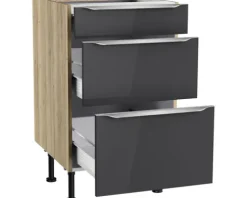 Optifit Schubladenunterschrank Linus984 BxTxH 50 x 58,4 x 87 cm anthrazit glänzend zerlegt KFLI U536-8E+
