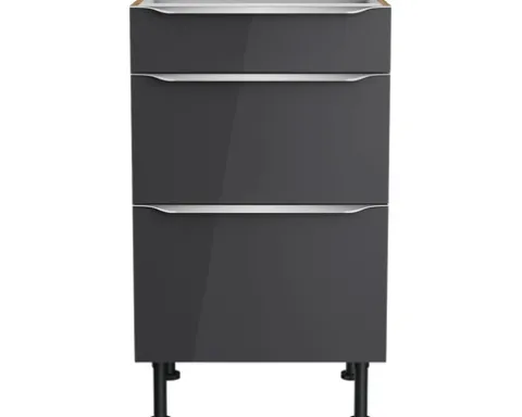 Optifit Schubladenunterschrank Linus984 BxTxH 50 x 58,4 x 87 cm anthrazit glänzend zerlegt KFLI U536-8E+