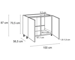 Optifit Spülenschrank Arvid986 BxTxH 100 x 58,4 x 87 cm weiß glänzend zerlegt KFAV SPL106-8+