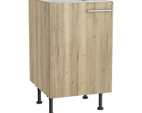 Optifit Spülenschrank Erik290 BxTxH 50 x 58,4 x 87 cm wildeiche strukturiert matt zerlegt Anschlag reversibel KFER SPL506-8+