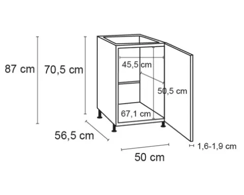 Optifit Spülenschrank Erik290 BxTxH 50 x 58,4 x 87 cm wildeiche strukturiert matt zerlegt Anschlag reversibel KFER SPL506-8+