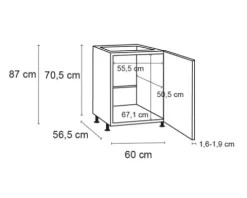 Optifit Spülenschrank Ingvar420 BxTxH 60 x 58,4 x 87 cm anthrazit matt zerlegt Anschlag reversibel KFIN SPL606-8+