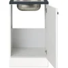 Optifit Spülenschrank inkl Spüle Salo214 BxTxH 50 x 60 x 84,8 cm weiß matt zerlegt Anschlag reversibel HWSA SAPL506-7+