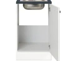 Optifit Spülenschrank inkl Spüle Salo214 BxTxH 50 x 60 x 84,8 cm weiß matt zerlegt Anschlag reversibel HWSA SAPL506-7+