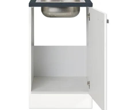 Optifit Spülenschrank inkl Spüle Salo214 BxTxH 50 x 60 x 84,8 cm weiß matt zerlegt Anschlag reversibel HWSA SAPL506-7+