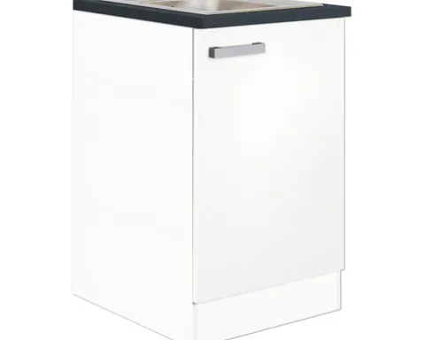 Optifit Spülenschrank inkl Spüle Salo214 BxTxH 50 x 60 x 84,8 cm weiß matt zerlegt Anschlag reversibel HWSA SAPL506-7+