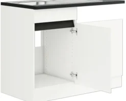 Optifit Spülenschrank inkl Spüle Geschirrspülerblende für teilintegrierten Geschirrspüler Geschirrspülerblende inkl Sockelleiste und Arbeitsplatte Luca932 BxTxH 50 x 60 x 88 cm weiß matt zerlegt Anschlag reversibel KLLU SPT506-0+