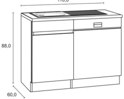 Optifit Spülenschrank inkl Spüle Geschirrspülerblende für teilintegrierten Geschirrspüler Geschirrspülerblende inkl Sockelleiste und Arbeitsplatte Luca932 BxTxH 50 x 60 x 88 cm weiß matt zerlegt Anschlag reversibel KLLU SPT506-0+